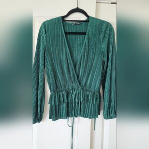 Elegant Teal Pleated Top
